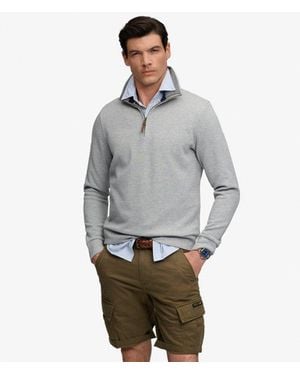 Superdry & Co Essential Pique Half Zip - Grey