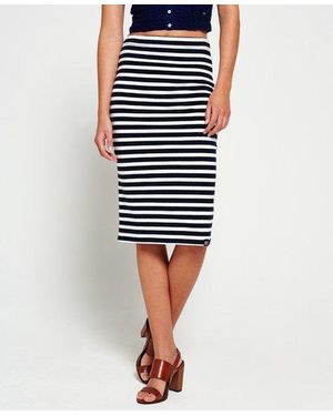 Superdry Pop Print Pencil Skirt Stripe - Blue