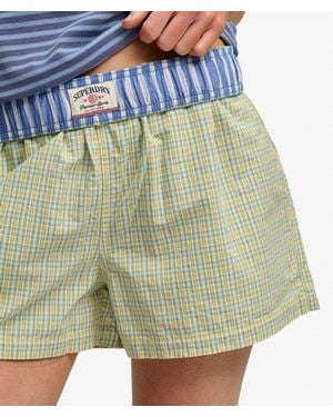 Superdry Mini Check Katoenen Short Relaxed Pasvorm - Groen
