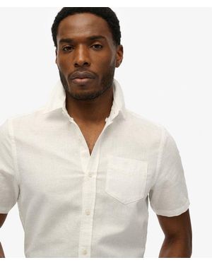 Superdry & Co Cotton Linen Short Sleeve Shirt - Natural