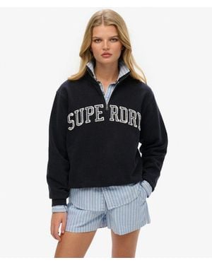 Superdry & Co Athletic Essentials Applique Half Zip Sweatshirt - Black