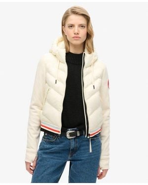 Superdry & Co Ladies Classic Hooded Storm Fuji Hybrid Bomber Jacket - White