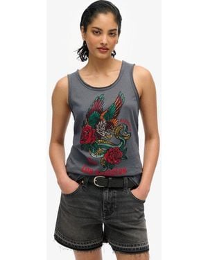 Superdry & Co Neo Trad Tattoo Scoop Neck Tank Top - Grey