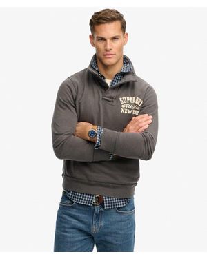Superdry & Co Vintage Athletic Henley Sweatshirt - Grey