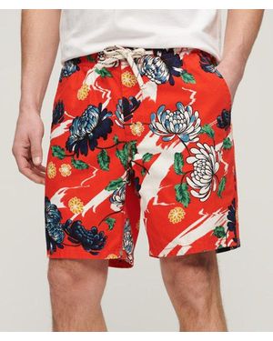 Superdry Bermuda Shorts Aya Burnt Floral - Red