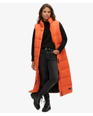 Superdry & Co Ripstop Long Puffer Gilet - Red