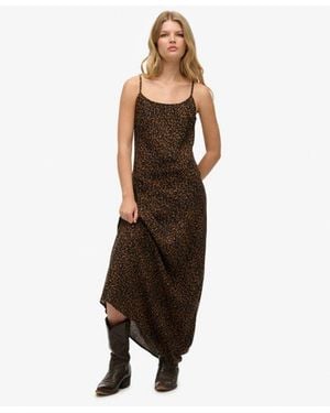 Superdry & Co Bias Cut Maxi Slip Dress - Brown