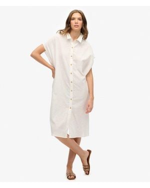 Superdry Oversized Midi Shirt Dress - White