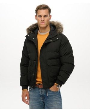 Superdry Everest Hooded Puffer Bomber Jacket - Black