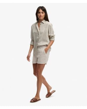 Superdry & Co Mid Rise Linen Shorts - White