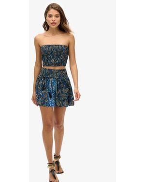 Superdry & Co Ladies Paisley Print St Tropez Mini Skirt - Blue