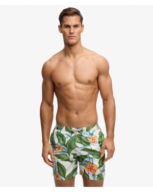 Superdry Hawaiian Print 16-Inch Swim Shorts - Green