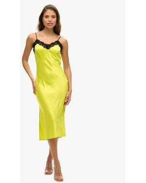 Superdry & Co Lace Satin Midi Dress - Yellow