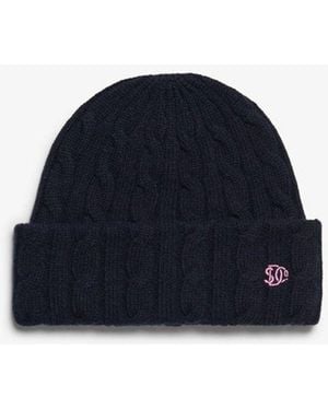 Superdry & Co Premium Cable Knit Beanie Hat - Blue