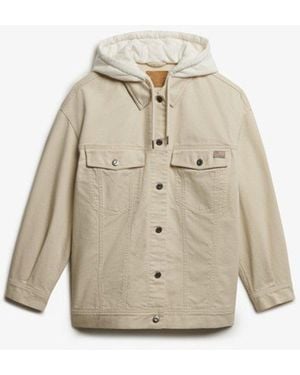 Superdry & Co Relaxed Hooded Trucker Jacket - Natural