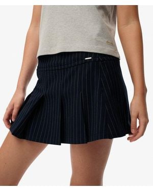 Superdry & Co Pinstripe Pleat Mini Skirt - Blue