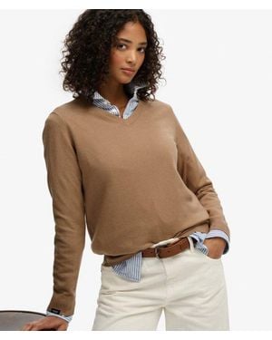 Superdry & Co Classic V-neck Jumper - Brown