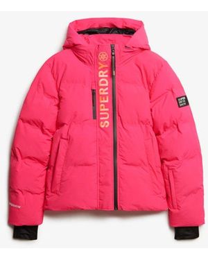 Superdry & Co Hooded Ski Boxy Puffer Jacket - Red