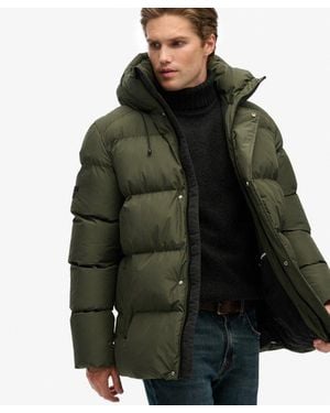 Superdry & Co Hooded Mid Length Sports Puffer Jacket - Green