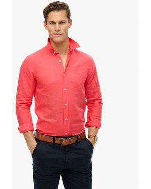 Superdry & Co Cotton Linen Long Sleeve Shirt - Red