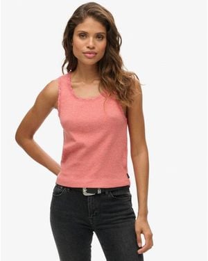 Superdry & Co Athletic Essentials Lace Trim Vest Top - Red