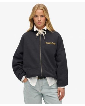 Superdry & Co Old School Tattoo Oversized Zip Hoodie - Black