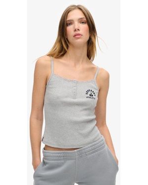 Superdry & Co Athletic Essentials Graphic Button Cami - Grey