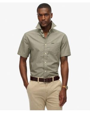 Superdry & Co City Cotton Linen Short Sleeve Shirt - Gray