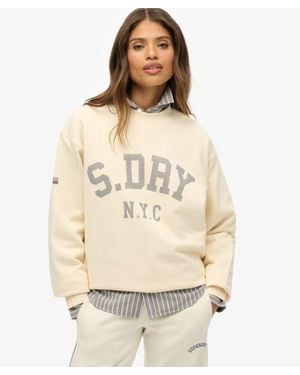 Superdry Athletic Essentials Slouchy Crew Sweatshirt - Natural