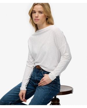 Superdry & Co Studios Boat Neck Slub Long Sleeve Top - Grey