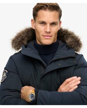 Superdry Everest Parka Jas Met Imitatiebont - Zwart
