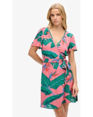 Superdry & Co Printed Mini Wrap Dress - White