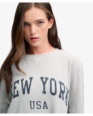 Superdry & Co Athletic Essential Graphic Long Sleeve Top - White
