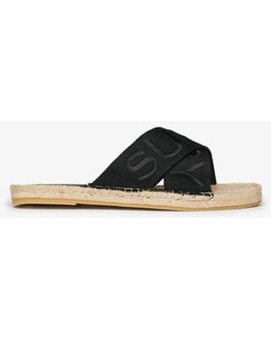 Superdry Espadrille Cross Strap Sliders - Brown