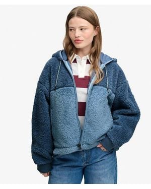 Superdry Superzachte Hoodie Met Rits Relaxed Pasvorm - Blauw
