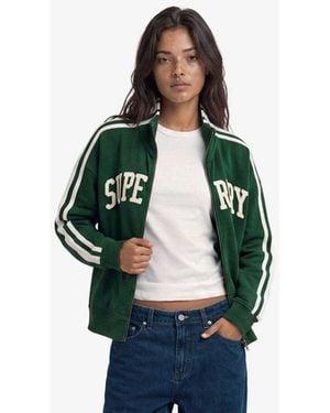 Superdry Athletic Essentials Applique Losse Zip Track Top - Groen