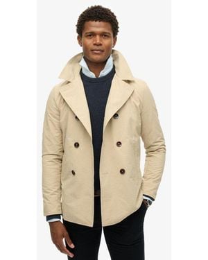 Superdry Lightweight The Merchant Store Twill Pea Coat - Natural