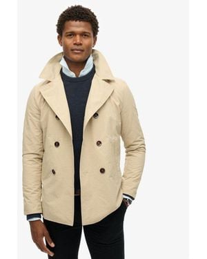 Superdry Lightweight The Merchant Store Twill Pea Coat - Natural