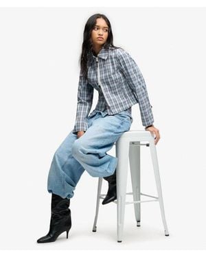 Superdry Bench X & Co Bench Double Zip Collared Check Jacket - Blue