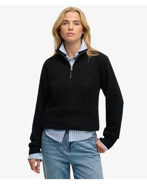 Superdry & Co Essential Half Zip Knit Jumper - Black