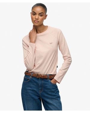 Superdry Femme T-Shirt Essential Logo À Manches Longues Taille - Bleu