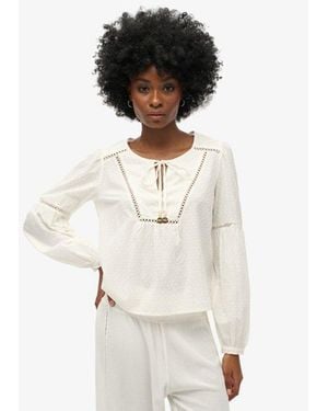 Superdry & Co Ibiza Long Sleeve Beach Blouse - White