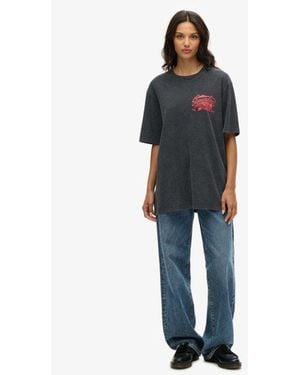 Superdry Oversized Biker Rock Graphic Loose T-shirt - Blue
