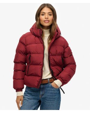 Superdry Hooded Sports Puffer Jacket - Red