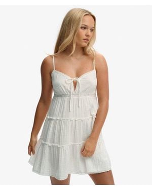 Superdry & Co Cheesecloth Tiered Mini Dress - White