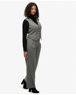 Superdry Mid Rise Krijtstreep Broek - Grijs