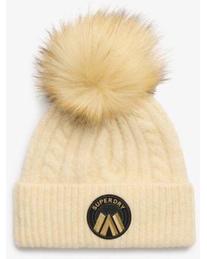 Superdry Cable Luxe Knit Beanie Hat - Natural