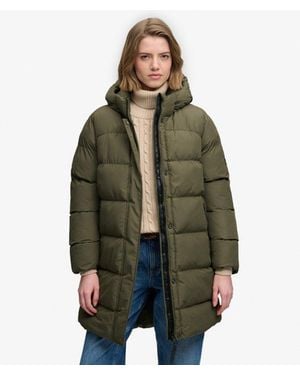 Superdry & Co Hooded Sports Puffer Mid Length Jacket - Green