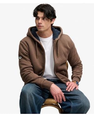 Superdry Borg Gevoerde Hoodie Met Rits - Bruin