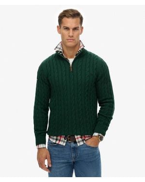 Superdry & Co Organic Cotton Classic Cable Half-zip Jumper - Green